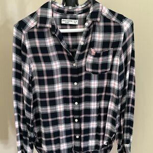 Abercrombie Kids Black and Pink Plaid Shirt